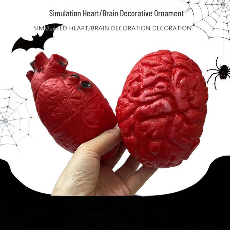 Realistic Scary Halloween Prank Prop: Fake Heart & Brain for Haunted House, Bar, or Escape Room Decoration