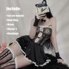 Backless Hollow Lolita Women Cat Cosplay Set Off Shoulder Lace Anime Sexy Lingerie Cute Demon Maid Costume
