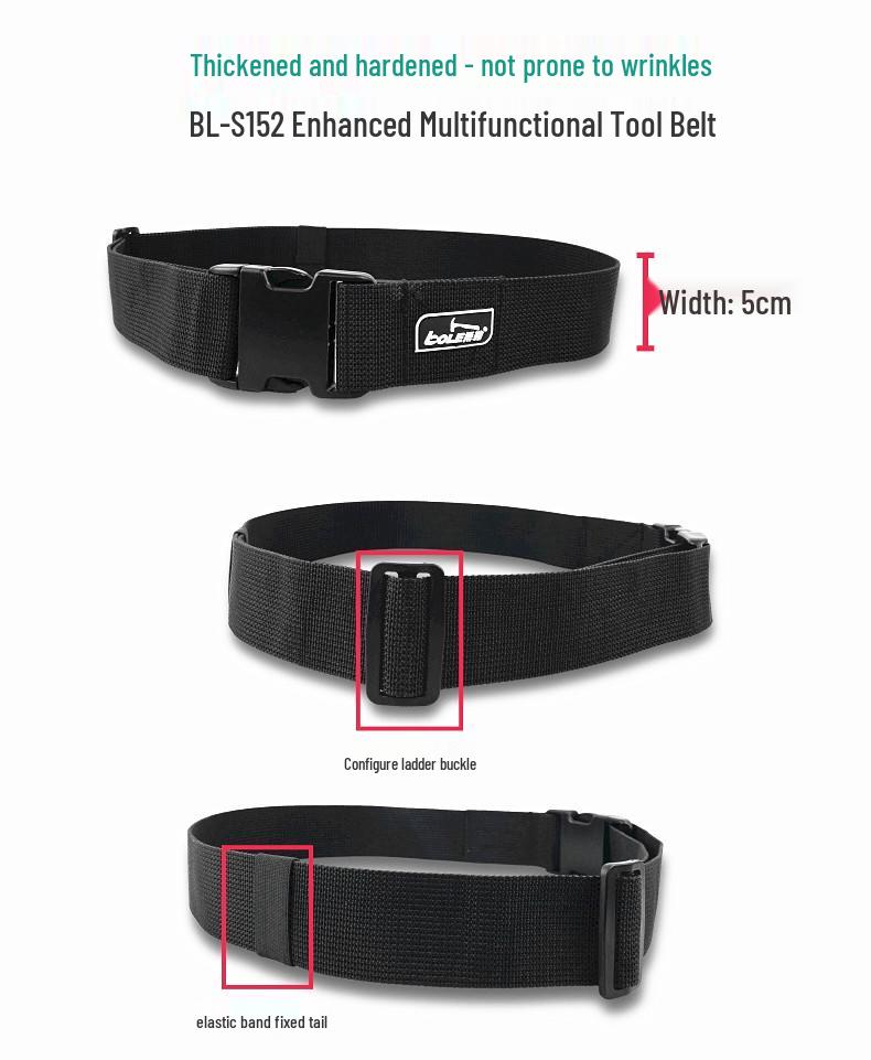 Nylon Electrician Tool Belt with Hardware Back Support and Thickened Wear-resistant Waist Bag