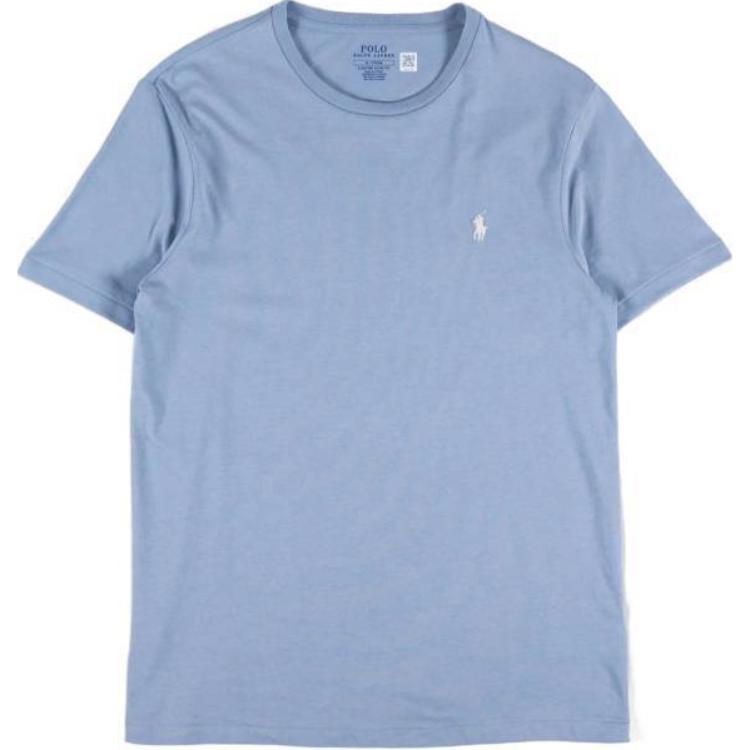 

Мужская футболка Polo Ralph Lauren однотонная с круглым вырезом и короткими рукавами, топы, синяя 710671438-372 M