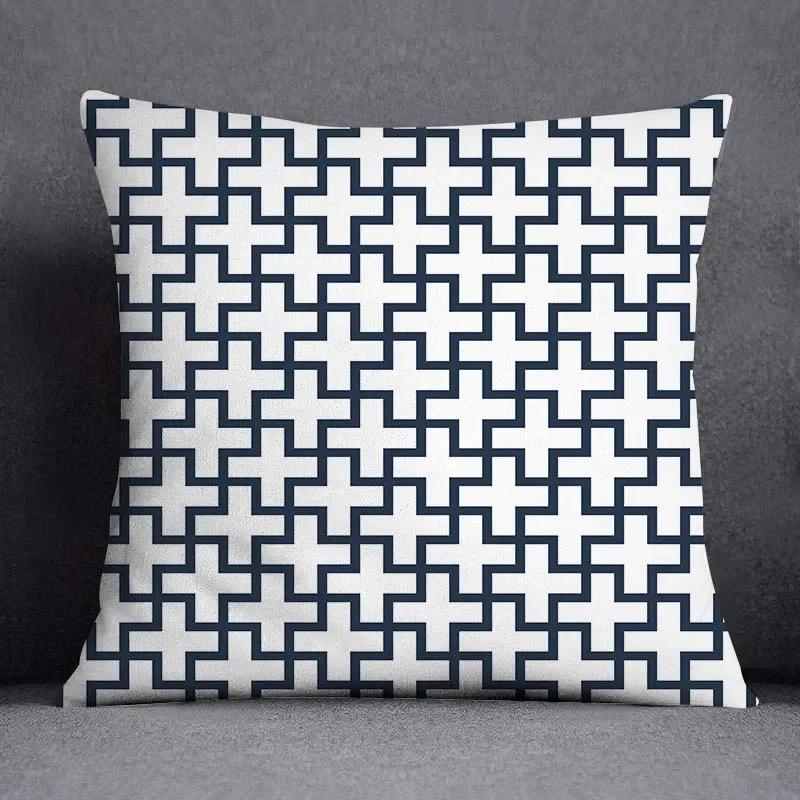 45x45CM Cushion Cover Geometric Pattern Polyester Blue Grey Pillowcase Upholstery Sofa Cushion Throw Pillow Home Decor Pillowcas