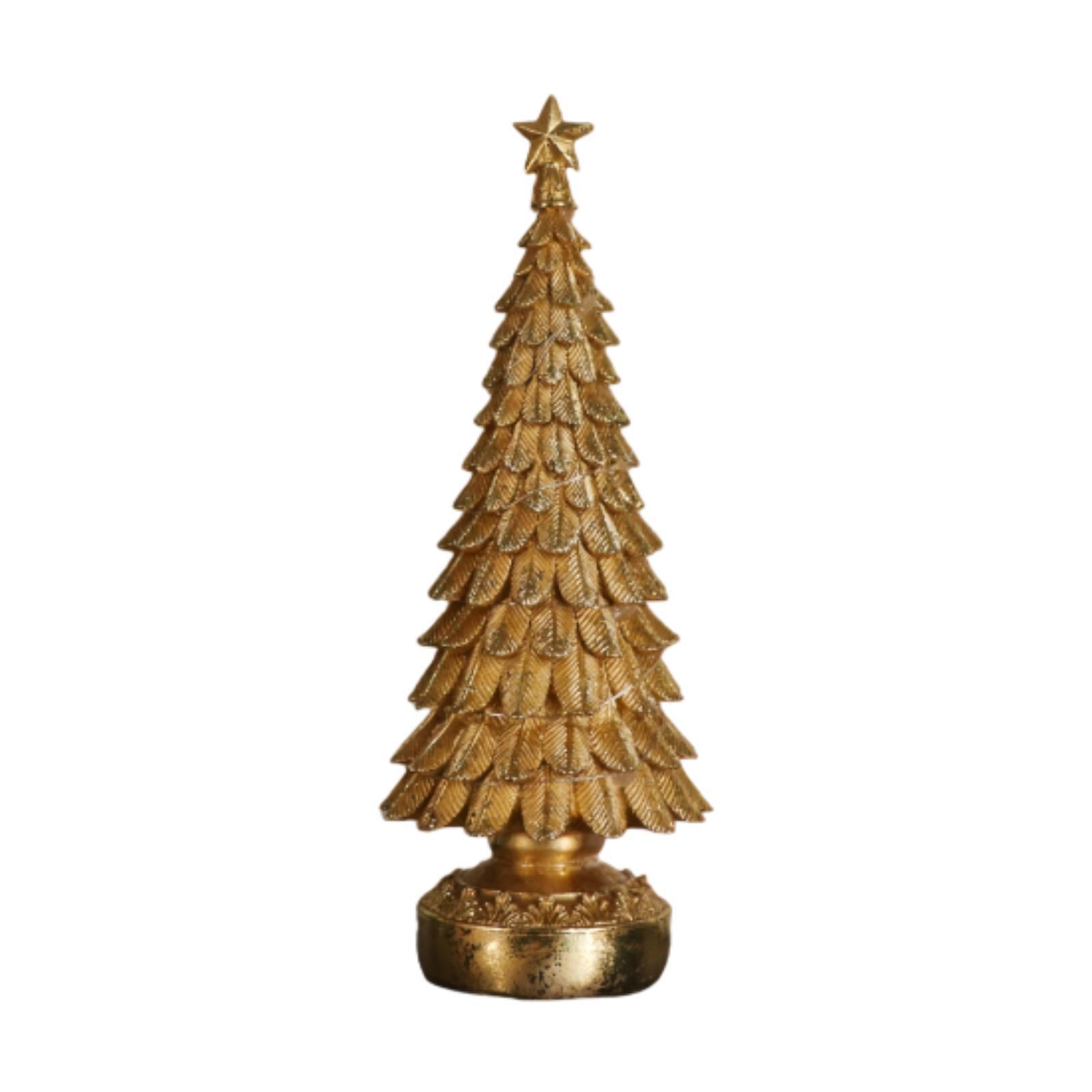

Christmas Tree Figurine Light LED Night Light Lighted Tabletop Artificial Christmas Tree for Window Home Shelf Office Party золотий