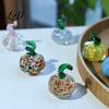 Colorful Glass Pumpkin Hand Blown Figurine Mini Halloween Thanksgiving Rainbow Light Refraction Statue Faux Crystal Ornament for Fall Harvest