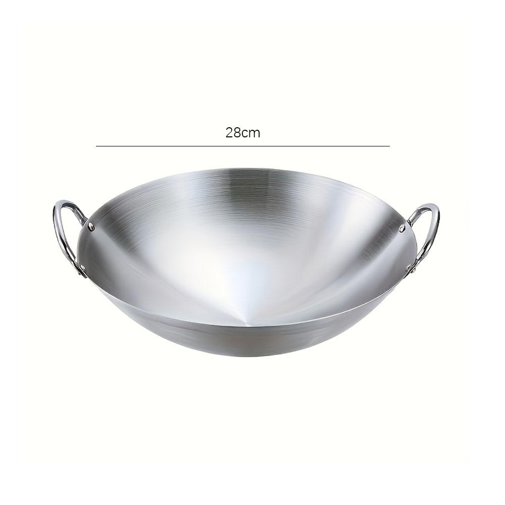 Stainless Steel Wok with Two Handles Multi Functional Wokes Pans Rust and Scratch Resistant Wokes Pans Kitchens Accessories