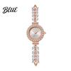 Quartz Movement Watch Women Rhinestone Leaf Round Dial Ladies Casual