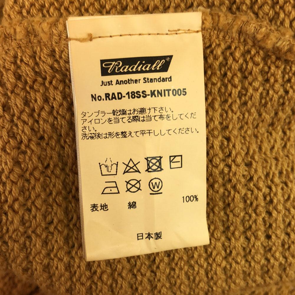RADIALL Made In Japan Long Sleeve Lace Up Sweater M Yellow Cotton Knit Men's Used
