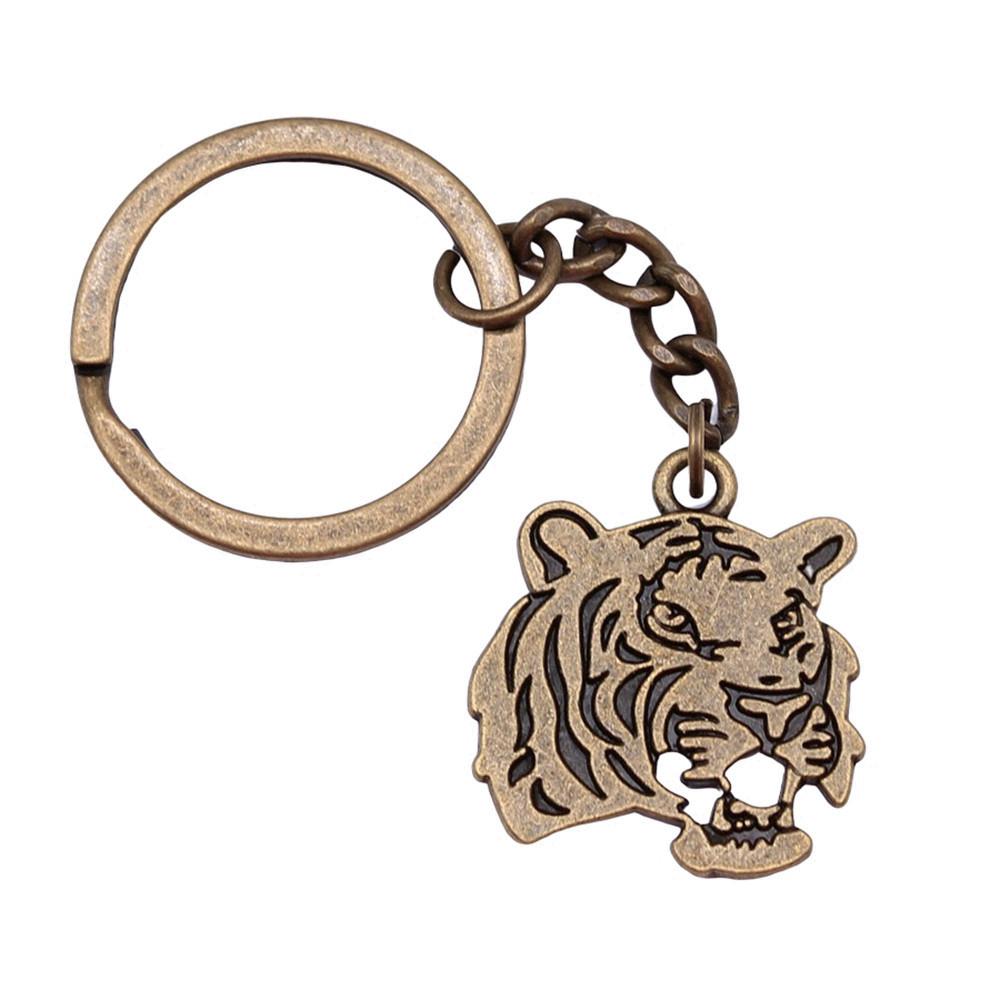 Bear Charm Tiger Keychain Wild Animal Pendants Key Ring 28mm