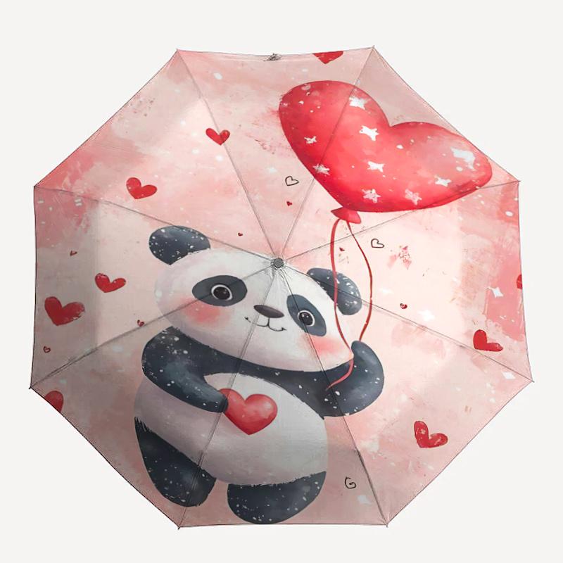 

1pc Panda HeartAutomatic Open/close Umbrella, 8-Rib sturdy structure, Portable Travel Umbrella, Parties, Everyday Usec66