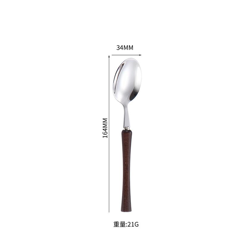 304 stainless steel wooden handle small waist bright chicken wing wood knife, fork and spoon western tableware steak knife and fork four-piece set