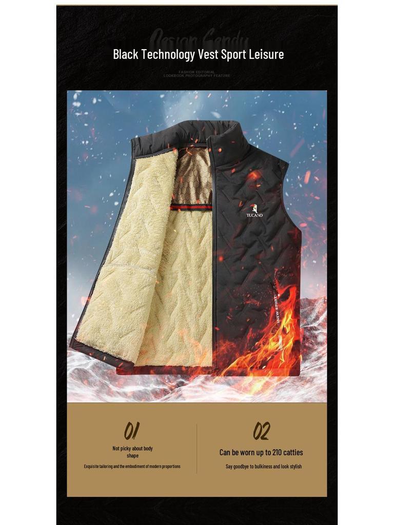 Woodpecker Herren-Weste mit Fleece-Futter und Stehkragen - Herbst/Winter 2025, Unifarben, für mittleres und älteres Alter.