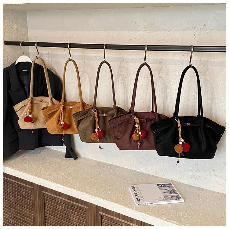 High-End Retro Suede Large Capacity Tote – Autumn/Winter Shoulder Bag