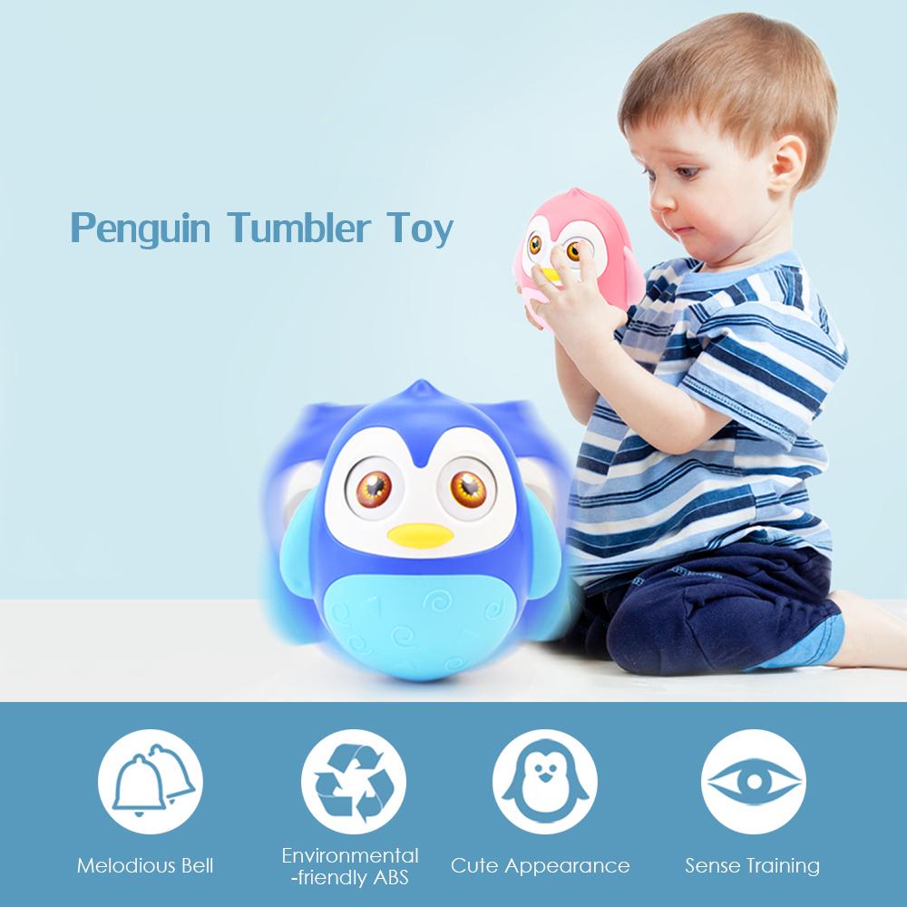Cartoon Tumbler Doll Baby Toys Cute Rattles Ring Bell Penguin Tumbler Baby Toy