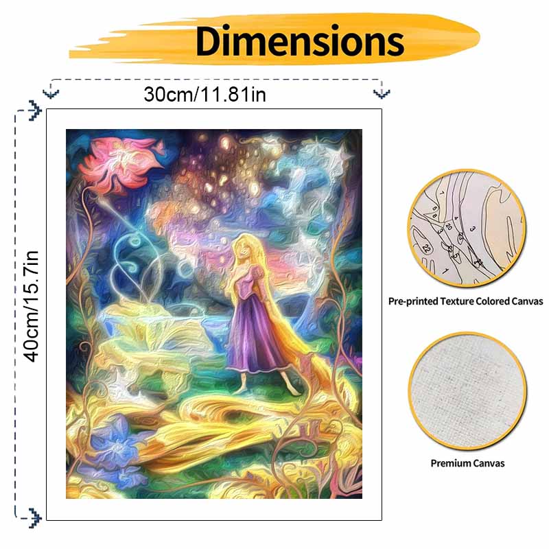 Disney Rapunzel DIY Oil Painting Art Painting Kit Home Wall Decor Handmade Gift for Princess Fans Living Room Wall Art Decor Canvas