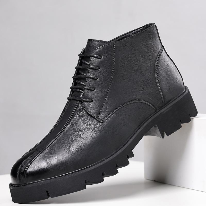 

Кожаные ботинки для мужчин Формальные На молнии Деловые Ботильоны Натуральные ботинки Черные Высокие JZ-95185 44 чёрный