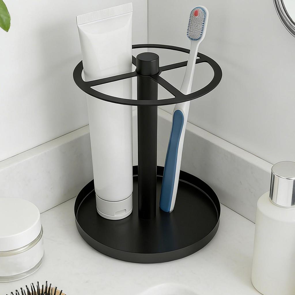 Stainless Steel Toothbrush Toothpaste Holder Anti-slip Space Saving Toothbrush Stand with Ventilated Slots Toothpaste Organizer