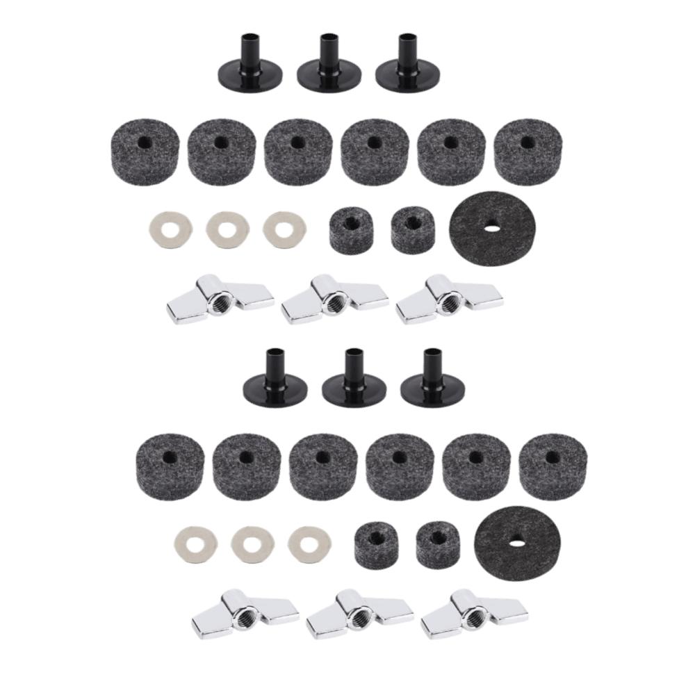 2 Sets Felt + Plastic + Metal Drum Felt Washer Pad Hi-Hat Clutch Felt  For Drum Set