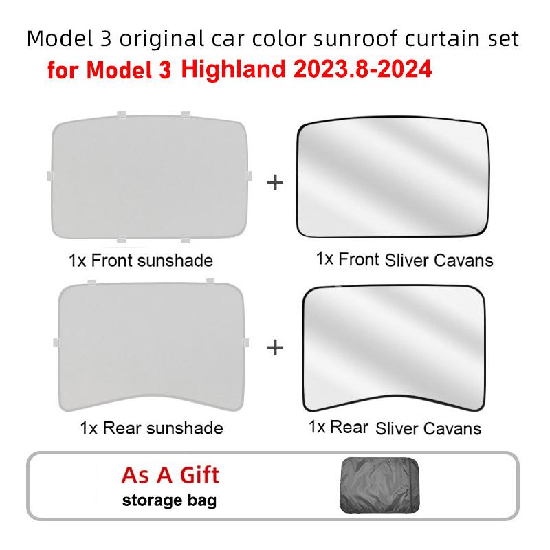 Sunshade For Tesla Model 3+ Highland 2025 Glass Sun Roof Shade Skylight Blind Shading Model3 2025 Front Rear Sunroof Accessories