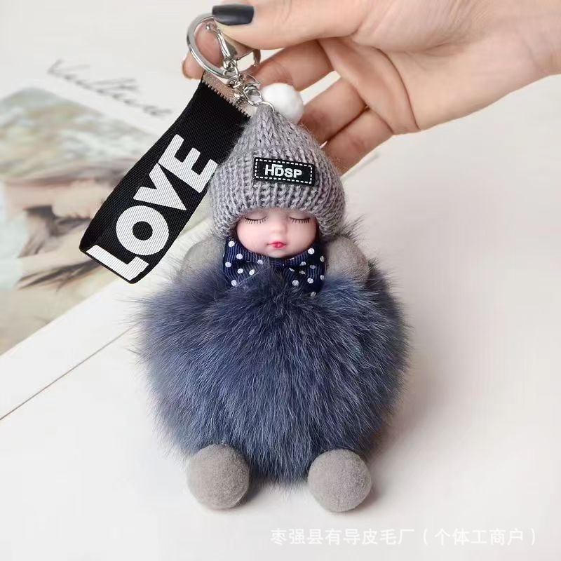 Cute Sleeping Doll Keychain, Pom-pom Decoration For Bags And Keychains, Plush Ornaments One Size