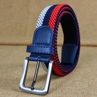 Men'S Elastic Belt, Men'S And Women'S Pin Buckle Elastic Trendy Belt, Canvas Woven Belt, Casual.