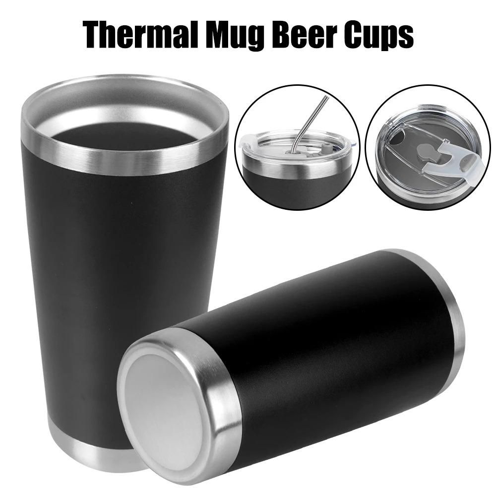 20oz/590ML Thermo Cafe Coffee Mug Car Thermos Mug Leakproof Travel Thermo Cup for Tea Double Stainless Steel Hot and Cold Cup rosa