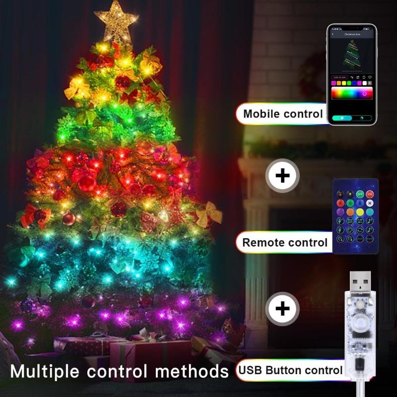 Smart RGBIC String Lights Multicolor Fairy Lights USB Powered IP65 Waterproof APP Remote Control for Spring Festival Party Decor