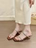 Retro thin strap open-toed sandals women's wedge heel two wear square head cool slippers special-shaped heels