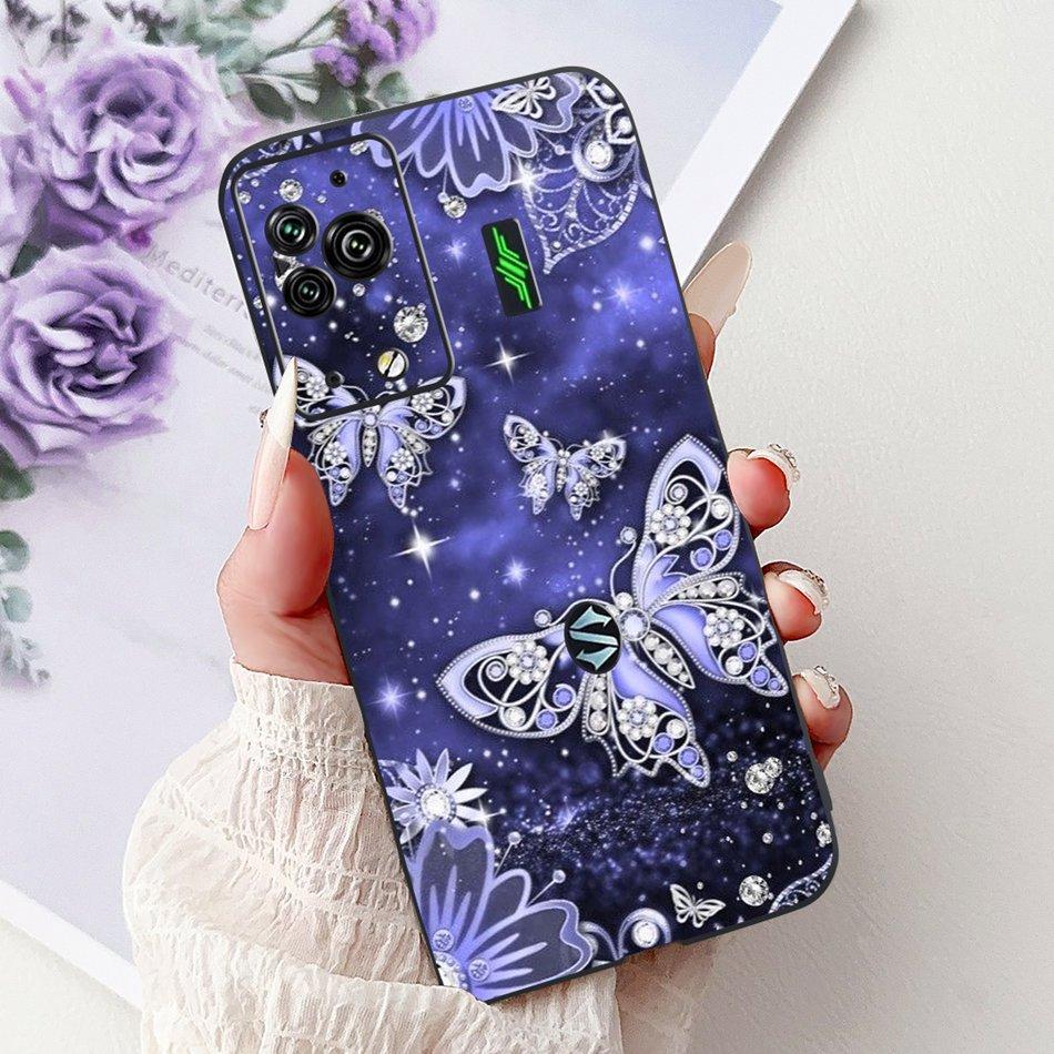 Per Xiaomi Black Shark 5 Pro Shark5 Custodia per Telefono Black Shark 5 5Pro Elegante Floreale Gatto Dipinto Morbido Silicone TPU Custodie