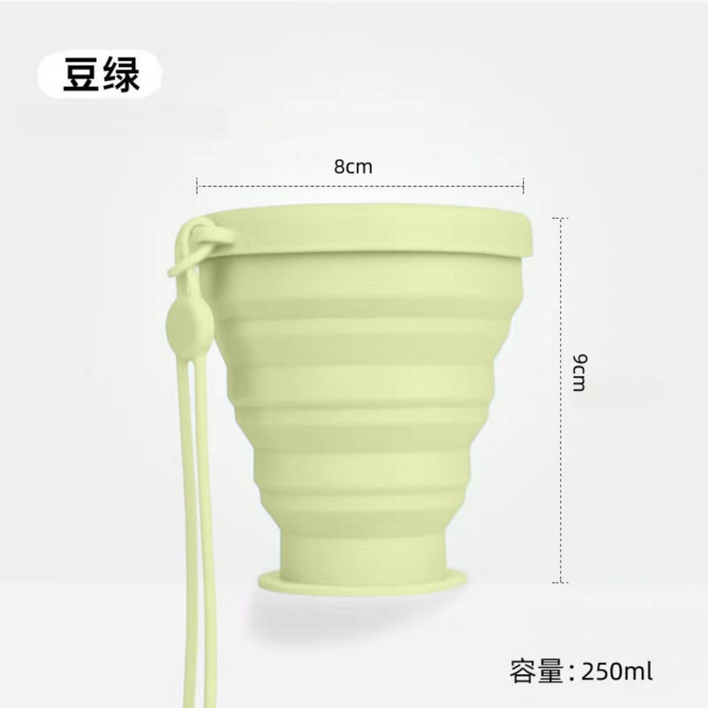 Collapsible Silicone Travel Cup 250ml Foldable Outdoor Water Cup Heat Resistant Portable Silicone Cup for Business Trips and Sports