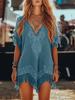 2026 Spring/Summer 3D Print Deep V-Neck Irregular Tassel Dress