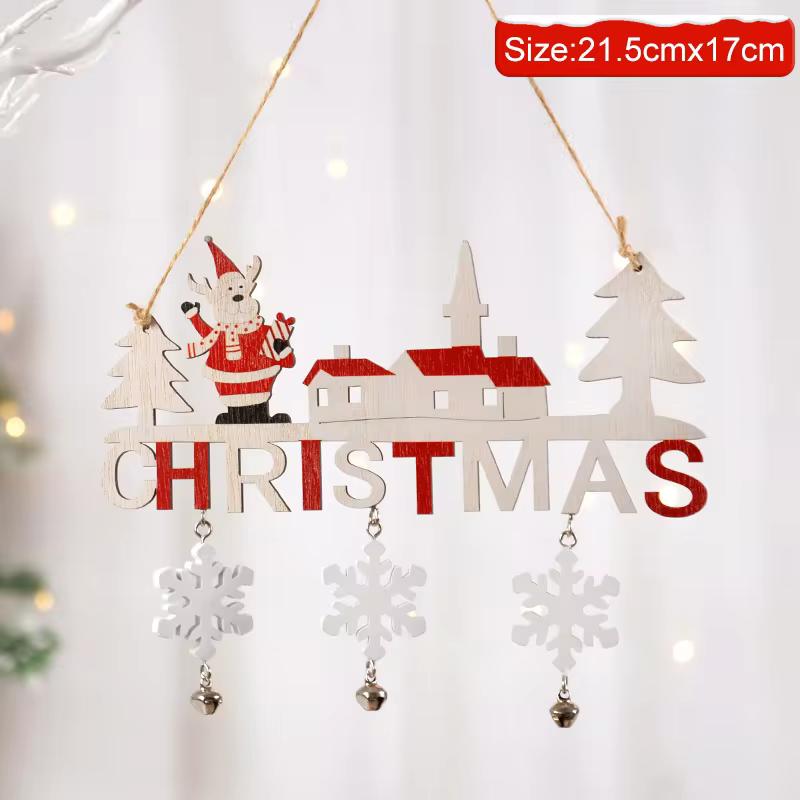 Christmas Door Decor Wooden Merry Christmas Sign Front Door Decor Santa Snowman Reindeer Decorations Wall Porch Decor