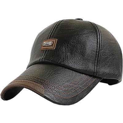 Casual Leather Cap Hat Running Outdoor CA723 [White Fang] Women's Men's (Black)