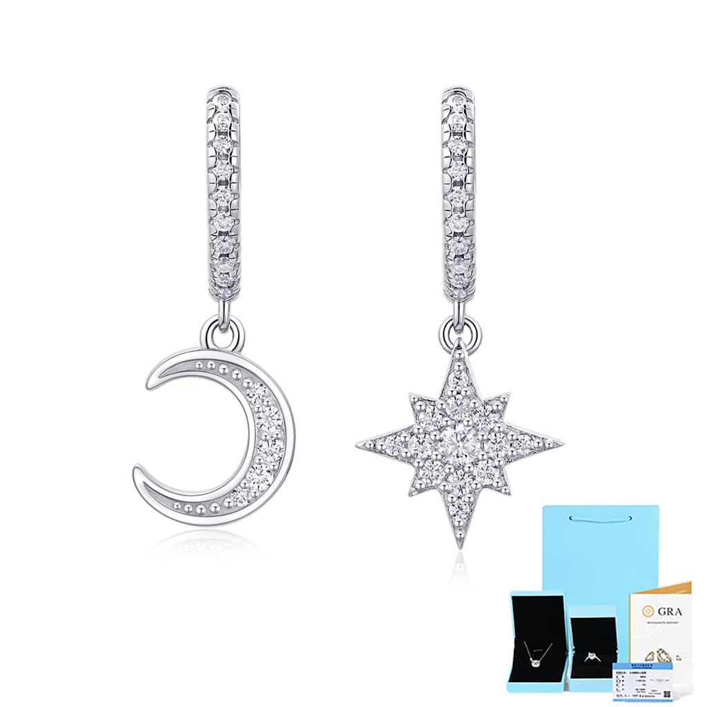 S925 Tremella Ring Moissanite New Long Earrings Jewelry