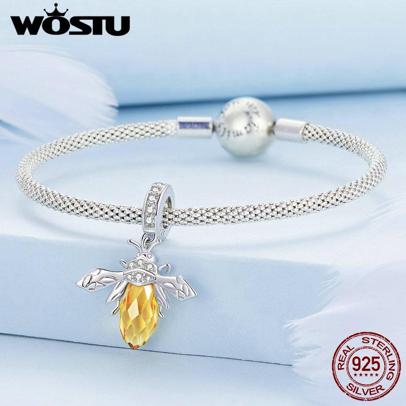 WOSTU 925 Sterling Silver Wizard of oz series Charms Pendant Honey Bee Beads Fit Original Bracelet DIY Necklace Jewelry Making