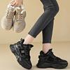 Women's Winter Fleece Lined Chunky Sneakers With PU Upper, Rubber Sole, Lace Up Closure, Round Toe And 5.5 Cm Heel For Casual Daily Wear