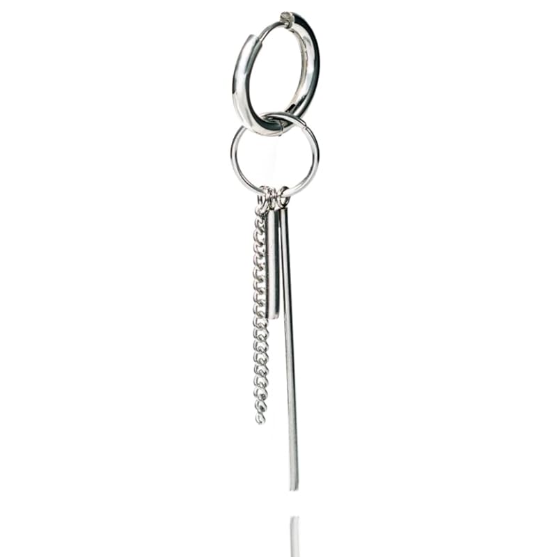 

[Puente] earrings men s ladies chain earrings stick stainless hoop hoop earrings ring earrings ring chain chain sway Swaying long long earrings for