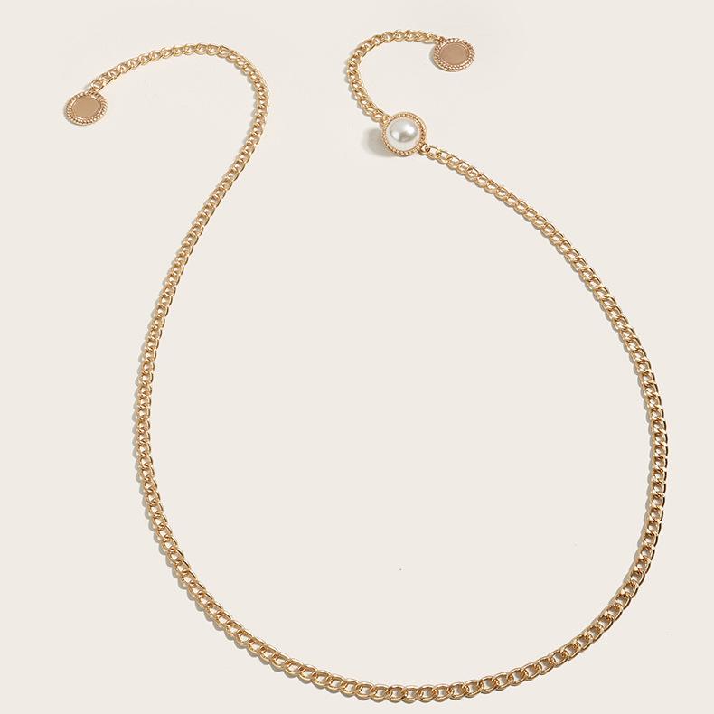 Metall Taillenkette Damen Accessoire Perlschnalle Tide Spice Girl Körperkette Kleidergürtelkette