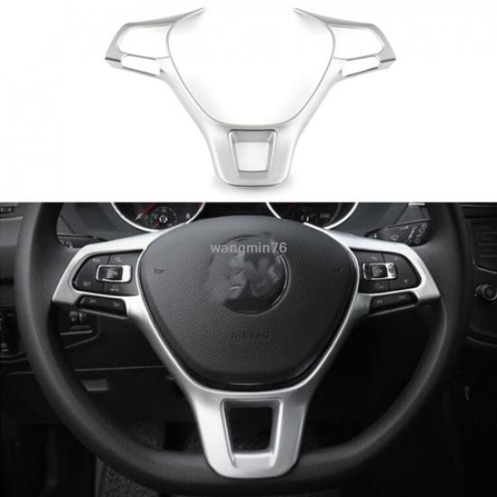 For VW Teramont Atlas 2017-2019 ABS Silver Interior Steering wheel cover trim