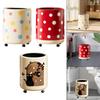 Polka Dot Trash Can Garbage 12L Dustbin with Wheels Uncover Waste Basket Recycling Bin for