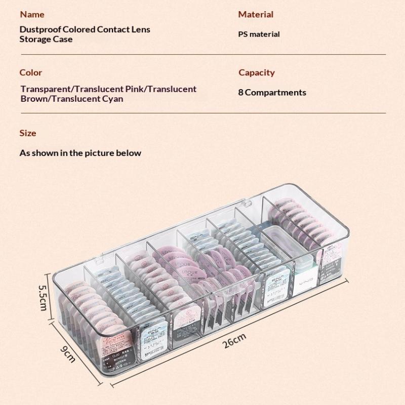 Acrylic Contact Lens Organizer with 7 Separate Compartments Dustproof Lid for Safe Storage Carry