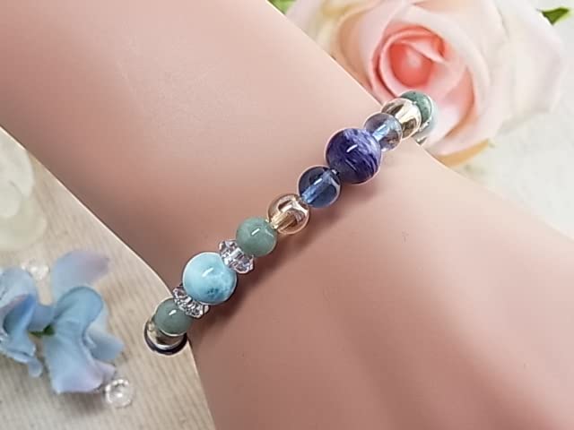 Larimar Charoite Burmese Jade Healing Adult Chic Power Stone Natural Stone Bracelet 65 D54 [LARIMARMJ]