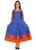 Amoghah Women Cotton Blue Solid Anarkali Kurti Indian Flaired Blouse Kurta