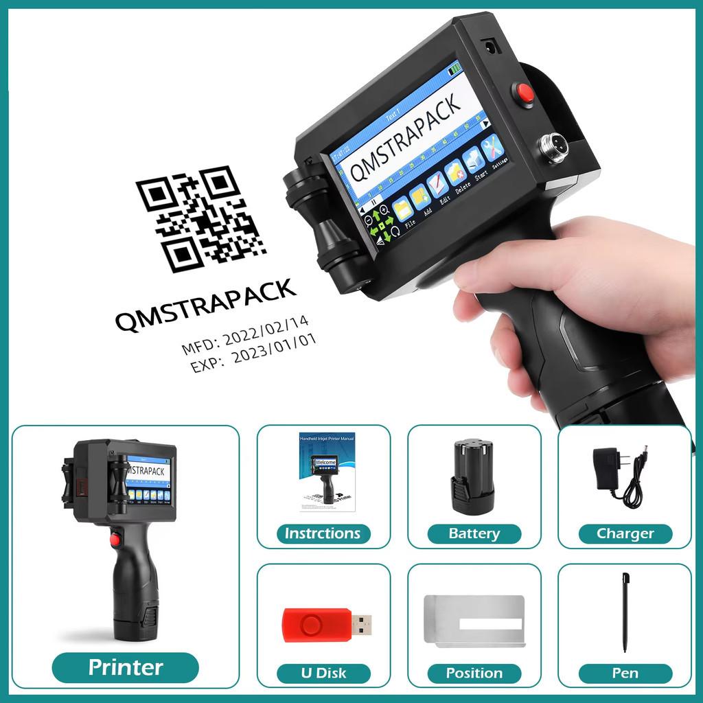 Handheld Inkjet Printer 12.7mm with Fast-Drying Ink for Text QR Barcode Batch Number Logo Date Label Printer