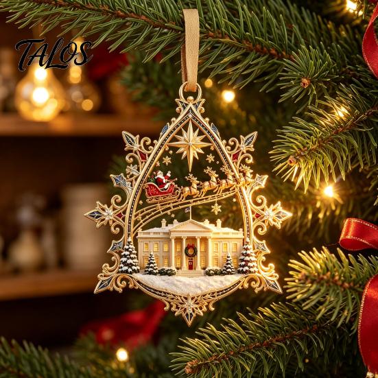 Eye Catching Christmas Party Favors 250th Anniversary USA White House Tree Ornament, 2D Acrylic 1776-2026 Commemorative Holiday Decorations Keepsake,