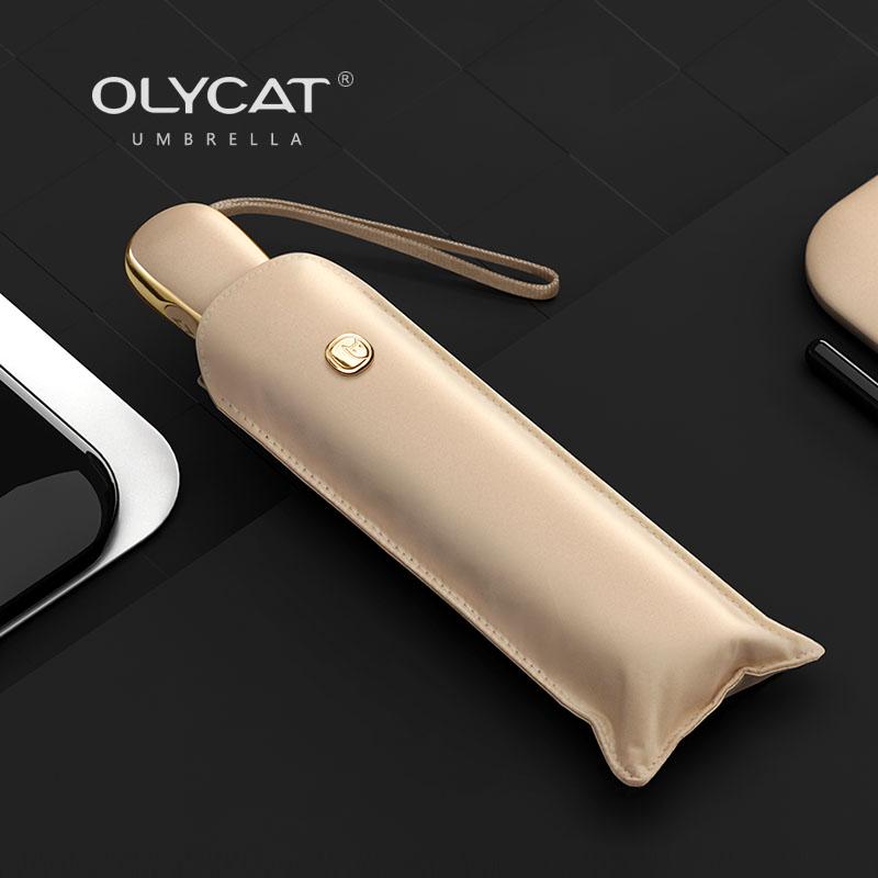 

Olycat-Folding Automatic Black Coating Parasol, UV, Sunny and Rainy, Ultra Light, Portable, Female, 3 Folding