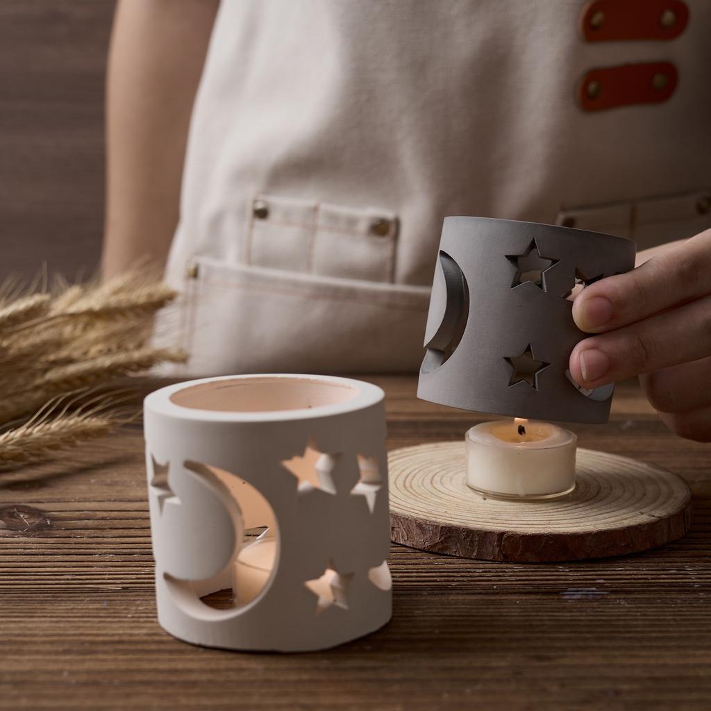 Silicone Candle Holder Mold Featuring Stars and Moon Party Ornament Molds Jewelry Making Tool Suitable for Home Decors