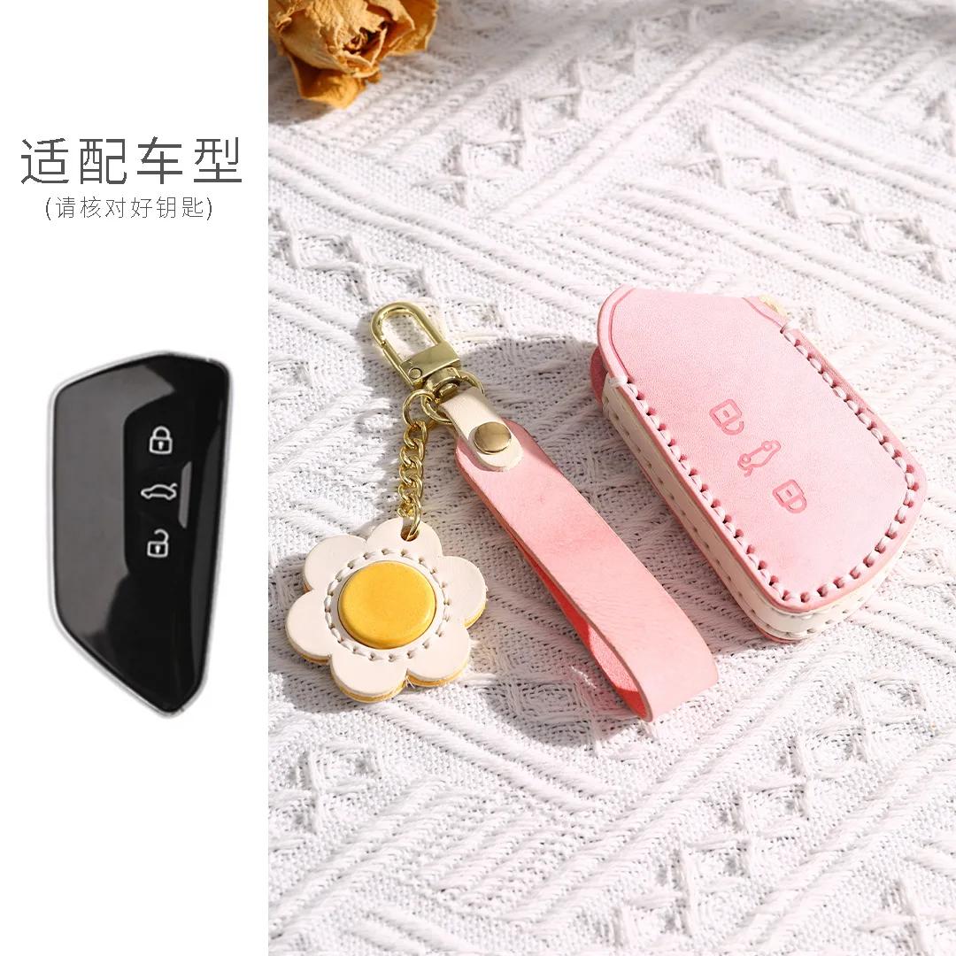 

Leather Car Key Case Cover For Skoda Octavia A8 Seat Leon Mk4 Formentor Tarraco Vw Volkswagen Golf 8 8R Mk8 Id3 Id4 Id6 Corzz