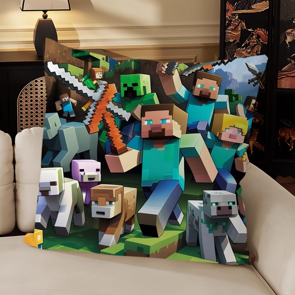 Classic Game Sofa Living Room Bedroom Headboard Backrest Cushion Square Cushion Nap Time M-Mine Block C-Crafts Pillow Case