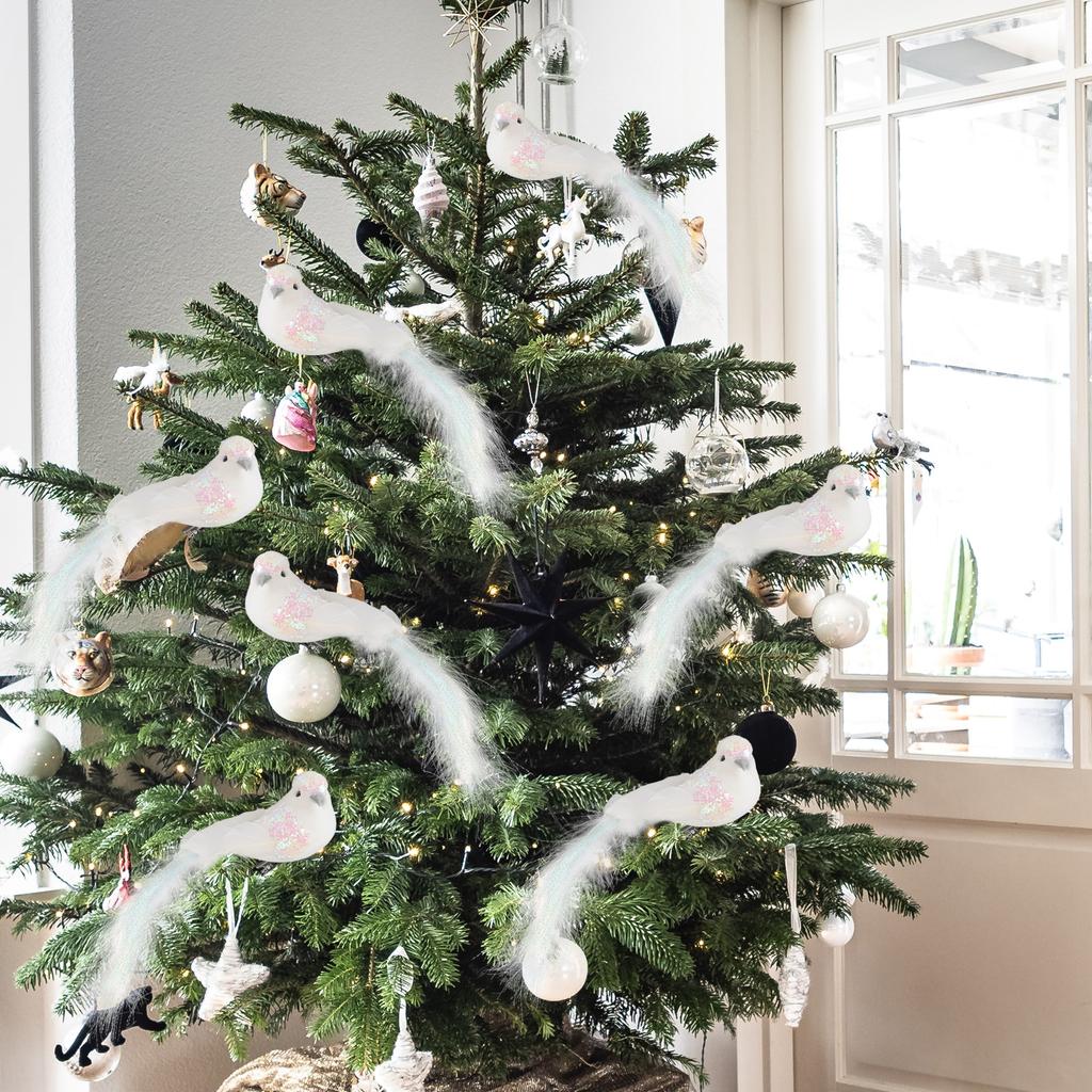 Beautiful Fake Feathers Artificial Bird 12pcs Christmas Tree Birds With Clip Xmas Pendant Drop Ornaments Home Garden Decoration