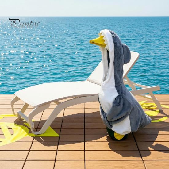 Summer Holiday Garden Accents Shark Porch Goose Outfit, Cute Gray Costume with 3D Fin Durable Statue Suit Design for 23" Gooses Decoration, Patio Yard