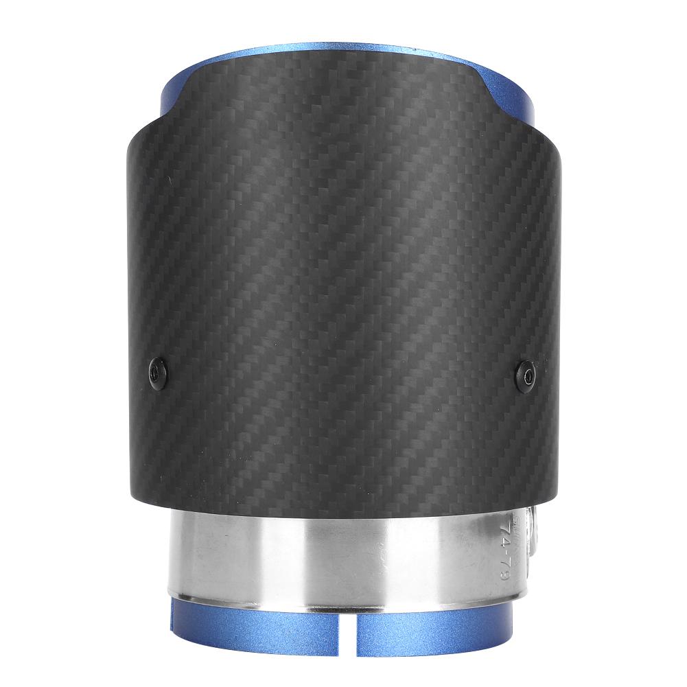 Fibra de Carbono Entrada 80mm Salida 101mm Cola Garganta Lados Rectos Mate Punta de Tubo de Escape Apto para Mazda CX5 CX4(azul )